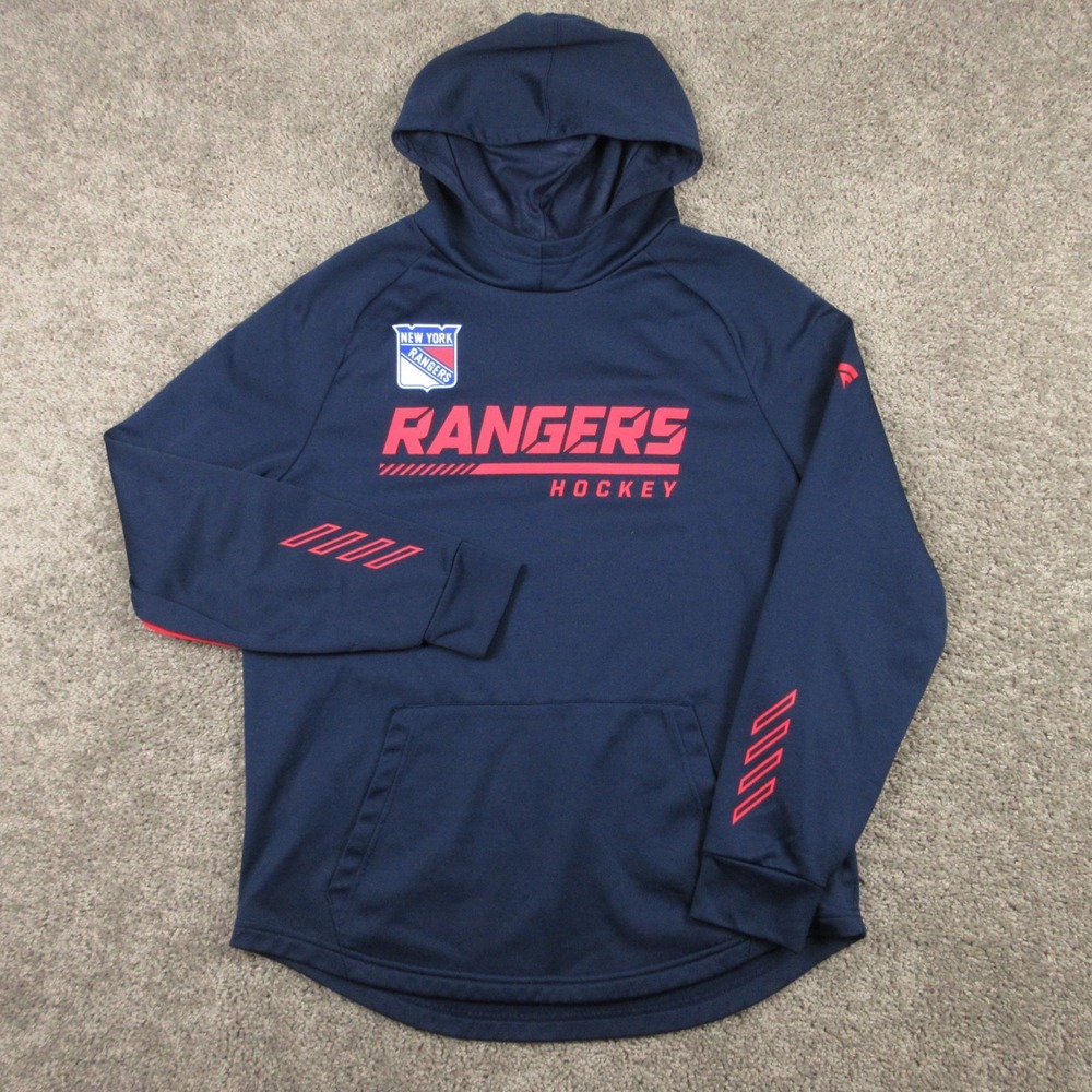 New York Rangers Sweater Mens Large Blue Hoodie Sweatshirt NHL Pro‎ Fanatics EUC